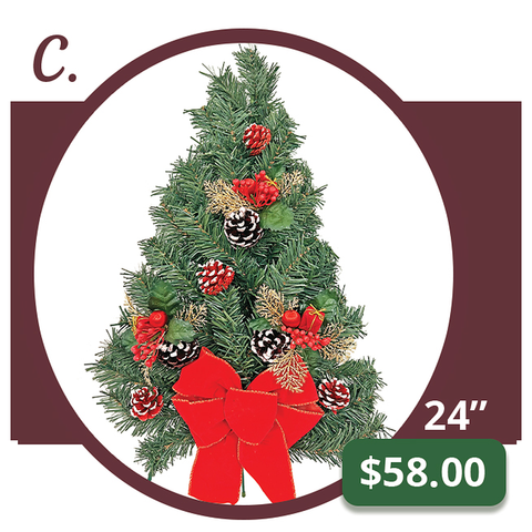 C - Christmas Tree w/ Cones & Bow