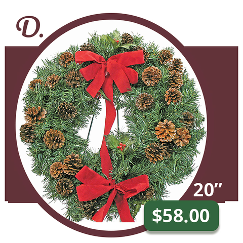 D - Deluxe Natural Cone Wreath & Bow